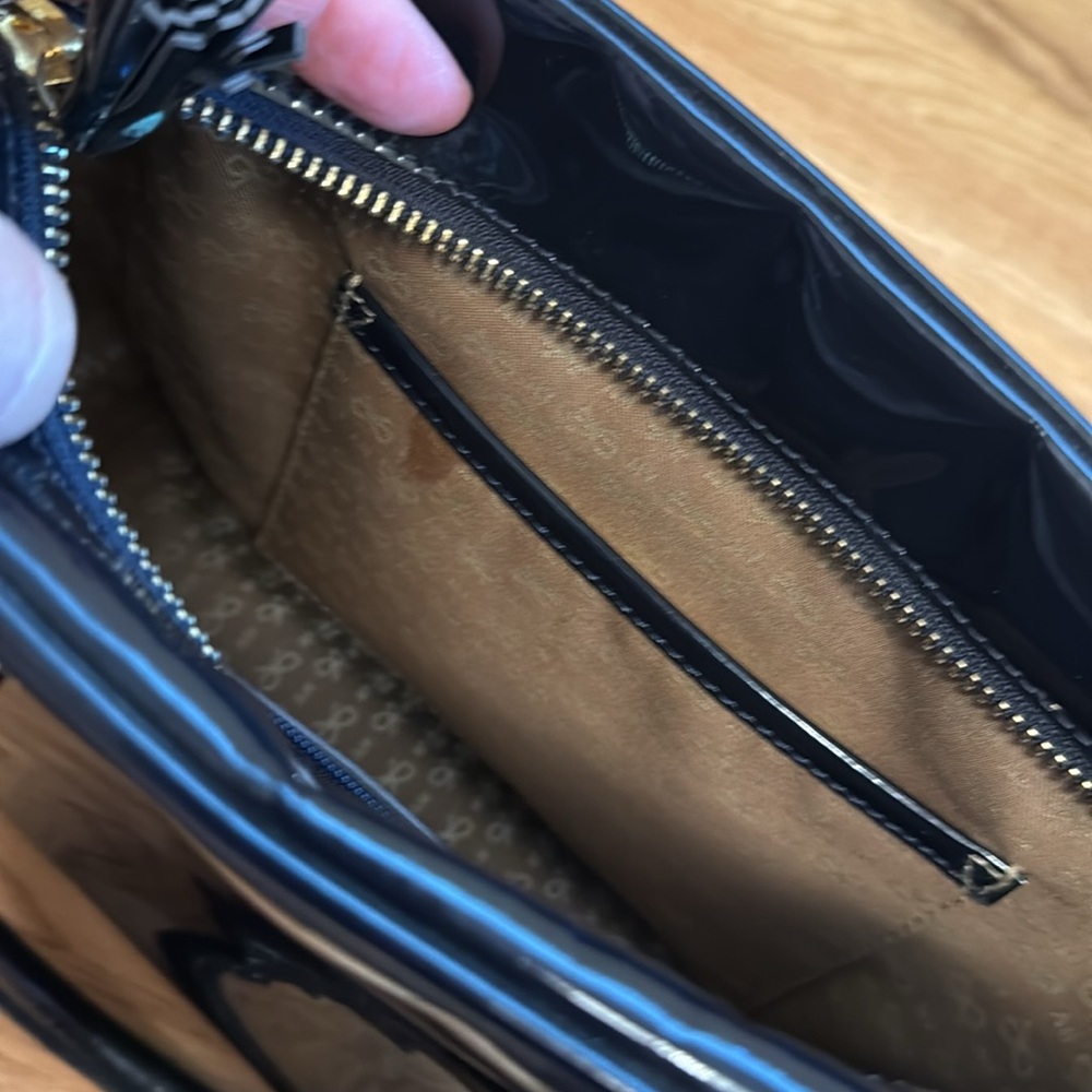 ANYA HINDMARCH PATENT LEATHER CARKER HANDBAG ZIP TOP BAG BOXY SATCHEL - Picture 7 of 8
